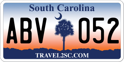 SC license plate ABV052