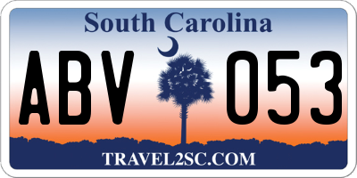 SC license plate ABV053