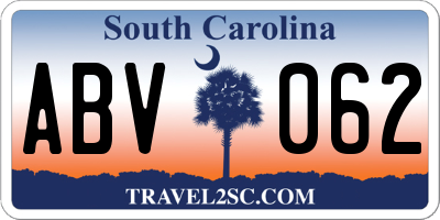 SC license plate ABV062