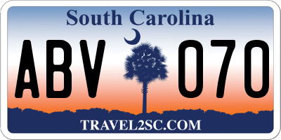 SC license plate ABV070