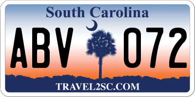 SC license plate ABV072