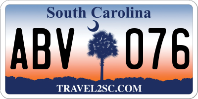 SC license plate ABV076