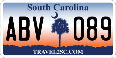 SC license plate ABV089