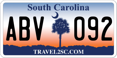 SC license plate ABV092