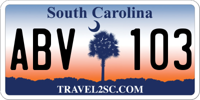 SC license plate ABV103