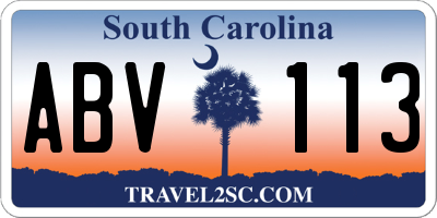 SC license plate ABV113
