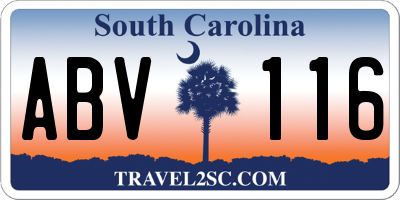 SC license plate ABV116