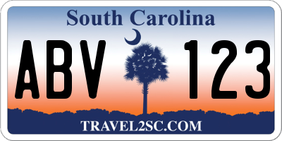 SC license plate ABV123