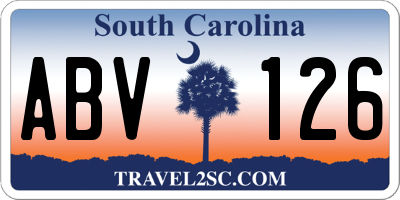 SC license plate ABV126