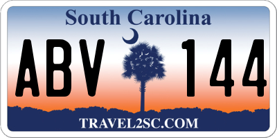 SC license plate ABV144