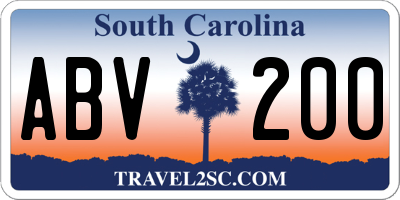 SC license plate ABV200