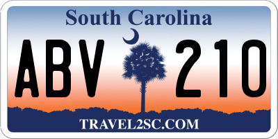 SC license plate ABV210