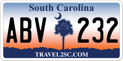 SC license plate ABV232