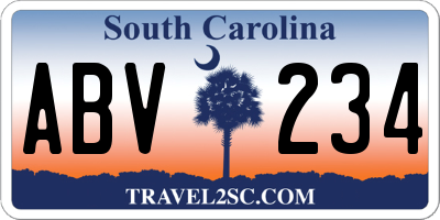 SC license plate ABV234