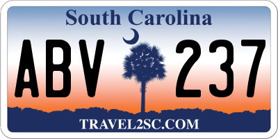 SC license plate ABV237