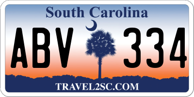 SC license plate ABV334