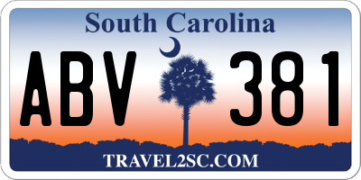 SC license plate ABV381