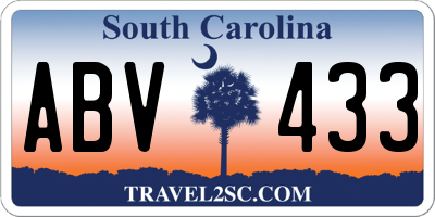 SC license plate ABV433