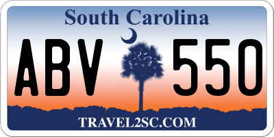 SC license plate ABV550