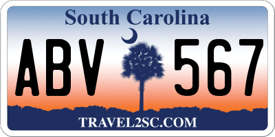 SC license plate ABV567