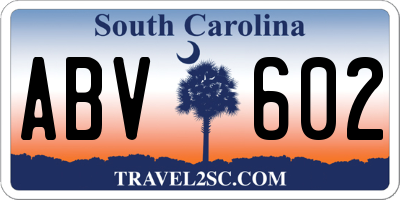 SC license plate ABV602