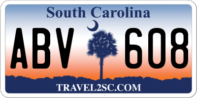 SC license plate ABV608
