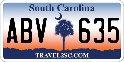 SC license plate ABV635
