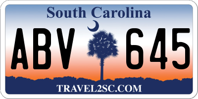 SC license plate ABV645