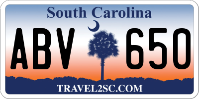 SC license plate ABV650