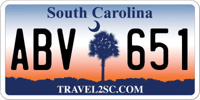 SC license plate ABV651