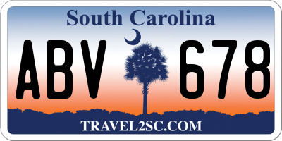 SC license plate ABV678
