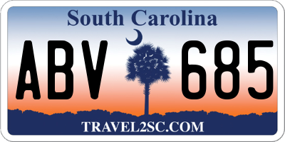 SC license plate ABV685