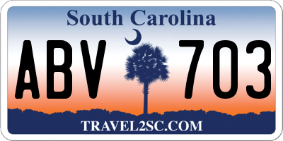 SC license plate ABV703