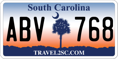 SC license plate ABV768