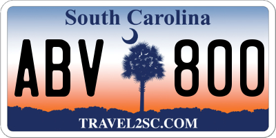 SC license plate ABV800