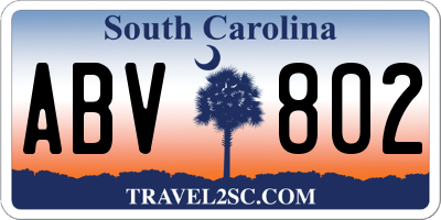 SC license plate ABV802