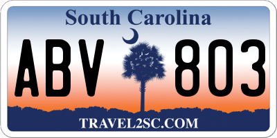 SC license plate ABV803