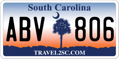 SC license plate ABV806