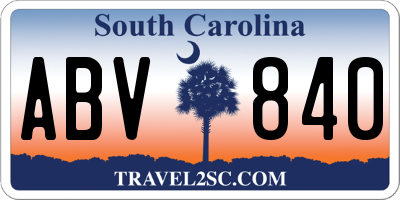 SC license plate ABV840