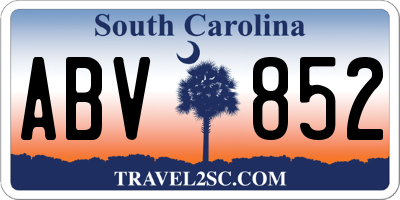 SC license plate ABV852