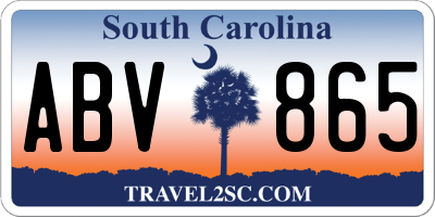 SC license plate ABV865