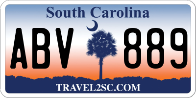 SC license plate ABV889