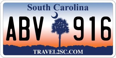 SC license plate ABV916