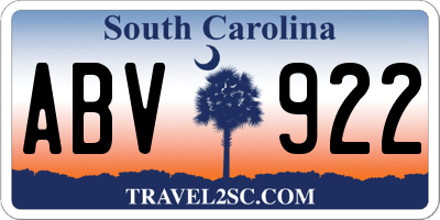 SC license plate ABV922