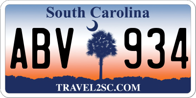 SC license plate ABV934