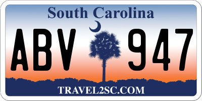 SC license plate ABV947