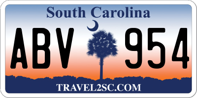 SC license plate ABV954