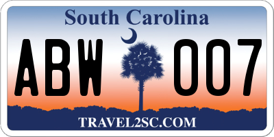 SC license plate ABW007
