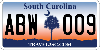 SC license plate ABW009
