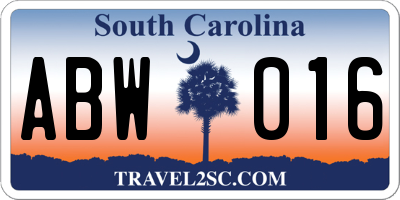 SC license plate ABW016